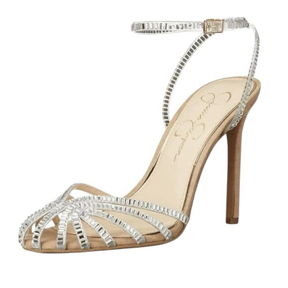 Jessica Simpson Jileta Crystals Mirror Embellished High Heel Sandals size 8.5 - Picture 1 of 15